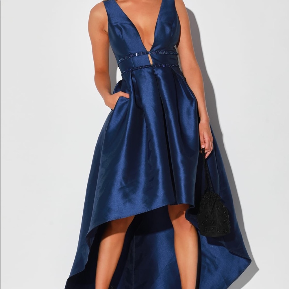 Lulus shimmer blue hi low cocktail. Size medium.